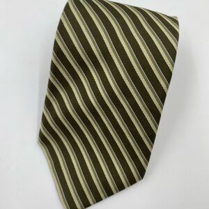 Brooks Brothers Green and Beige Striped Tie